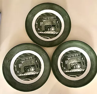 3 Vintage Green Colonial Homestead By Royal Ironstone China 10” DINNER PLATES • $24.99