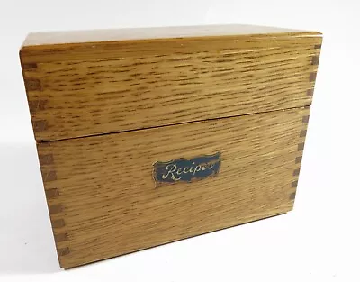 Vintage Solid Oak Recipe Desk-Top Card Filing Box — Felt Lined — Rare Hinges • $39