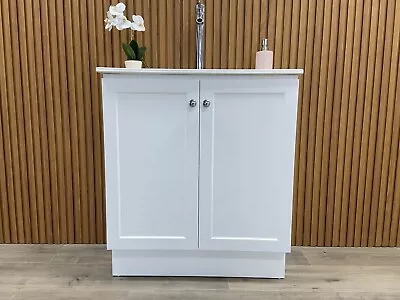 600mm Slim Narrow White Bathroom Vanity Cabinet Unit Freestanding- • $599