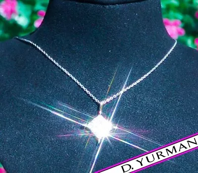 DAVID YURMAN Diamond Necklace 18K Gold INVISIBLE Set Diamond Pendant ESTATE |NR • $103