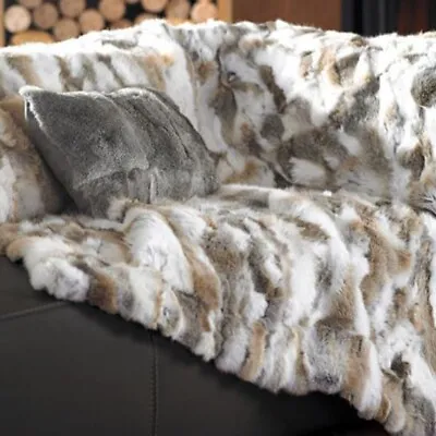 Natural Luxury 100% Real Rabbit Fur Throw Bedspread Blanket Carpet 55inx63in • $113.99