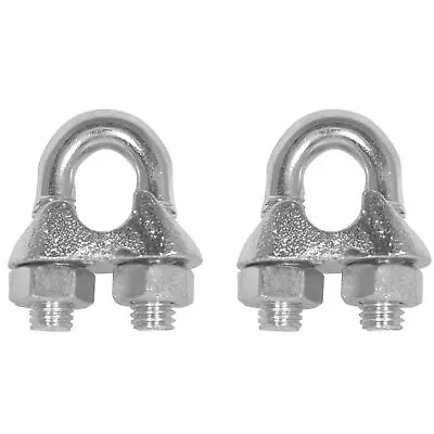 WIRE ROPE CLAMPS X2 U Bolt Steel Indoor Outdoor Marine Boat Cable Cord Grip 3mm • £3.59