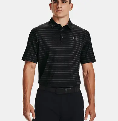 Mens UA Under Armour Muscle Golf Polo Shirt Top Playoff Stripe Athletic Tee New • $30.82