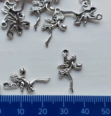 Pack Of 15 Tibetan Silver Fairy Garden Charms 25mm Pendant Jewellery Making • £2.99