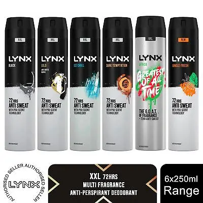 Lynx XXL Anti-Perspirant 72-Hour Sweat Protection Deodorant Spray 250ml 6 Pack • £25.99