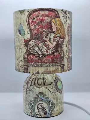Alice In Wonderland II. Decoupage Table Lamp Bedside Design Night Light Gift • £39.99