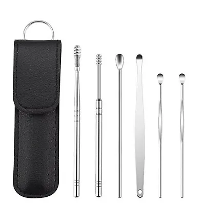 6x Ear Wax Remover Tools Stainless Steel Spring Cleaner Set Pick Wax Removal • £3.99
