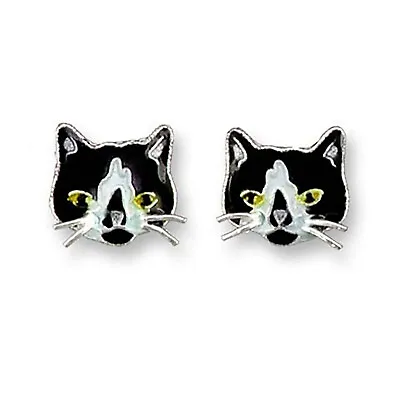 Marilyn Grame Silver Plated Tuxedo Cat Post Earrings • $22.99