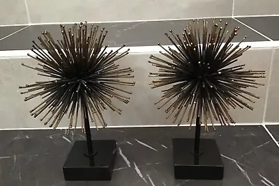 Vintage Pair Of Metal Sunburst Sculpture On Marble Block • $90