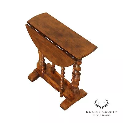Baker Furniture Jacobean Style Oak Barley Twist Drop Leaf Table • $795