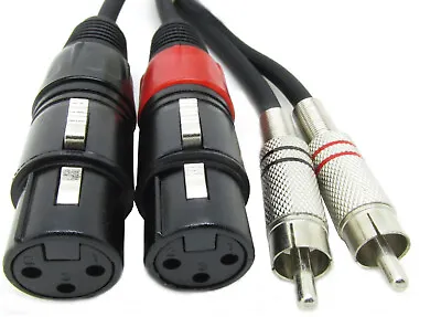 £7.99 • Buy Twin XLR Female To Twin Phono Cable Lead Plug Audio OFC Plugs  2 X RCA Double