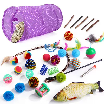 Up To 35 Items Lovely Pet Toy Bulk Buy Cat Kitten Toys Rod Fur Mice Bells Balls • $6.50