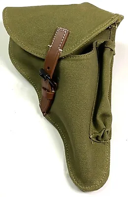 Wwii German Heer Waffen Army P08 Luger Dak Tropical Canvas & Web Pistol Holster • £27.99