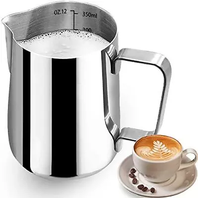 Milk Frothing Pitcher Stainless Steel Art Creamer Cup Milk Frother  12oz/350ml • $13.99