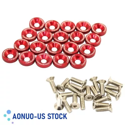 Billet Fender/bumper Washer/bolt Engine Bay Dress Up 20pcs Kit Red Aluminum • $8.86