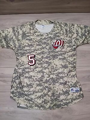 Russell Athletic Washington Nationals Jersey Large #5 Camo Stitched Dri Power • $35