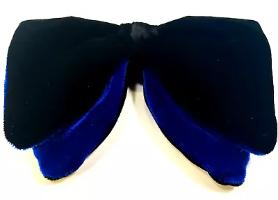 Vintage Ormand Bow Tie Blue Velvet Oversized Clip On Rust Resistant *Wear READ!* • $17.99