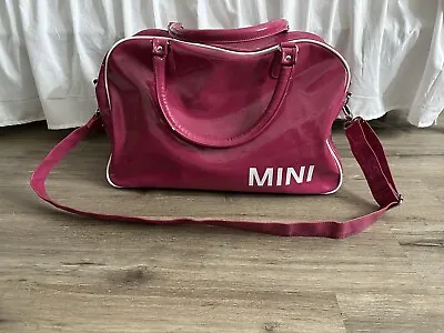 Vintage Genuine Mini Cooper Hot Pink Shiny Patent Duffel Overnight Bag Luggage • $49.99