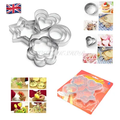 £3.49 • Buy Cookie Cutter Stamp Stainless Steel Star, Circle,Flower, Heart Shape X 3 Sizes