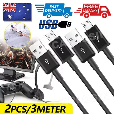 $6.45 • Buy 2x 3M USB Charger Charging Cable Cord For PS4 PLAYSTATION 4 Controller