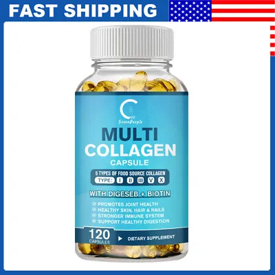 Multi Collagen Peptides-120 Capsules-Type IIIIIIVX Anti-Aging Collagen Caps • $13.86