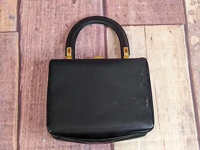 Vintage Morris Moskowitz MM Black Genuine Leather With Gold Accents Bag Purse • $30