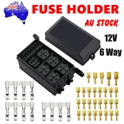 Fuse Relay Box 6 Relay Holder 12V Fuse Box 6 Way Fuse Holder Fuse Block Car Boat • $17.85