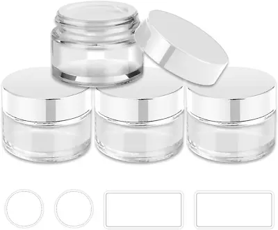 Small Glass Containers With Lids 1 Oz Glass Jars With White Lids Liners 4 Pack • $17.54