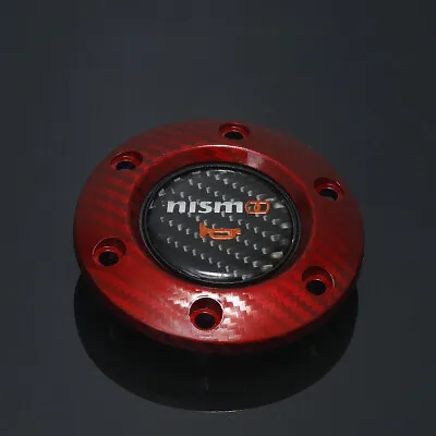 JDM Nismo Carbon Fiber Sport Steering Wheel Horn Button+Red Carbon Look Edge • $21.99