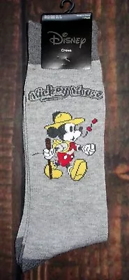 Mens Disney Mickey Mouse Heather Gray Crew Socks (shoe Size 6.5-12) • $8.90