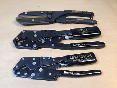 3 Pcs. Vintage Craftsman Auto-lock Pliers 9  45309 & 7” 45307 Handi-cut 9-37201 • $26