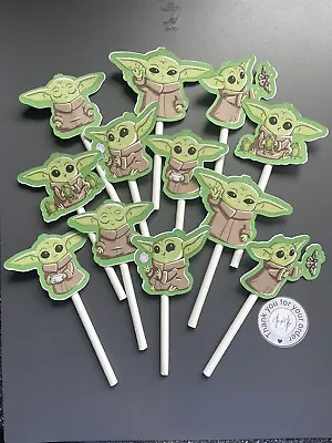 12 X Baby Yoda/ Star Wars Cupcake Toppers Design 4 • £6