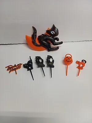 7 Vintage Halloween Cupcake Toppers Including K T • $12.99