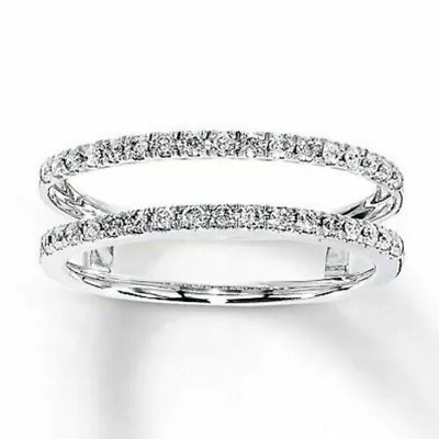 2Ct Round Cut Lab Created Diamond Enhancer Guard Wrap Ring 14K White Gold Plated • $87.62