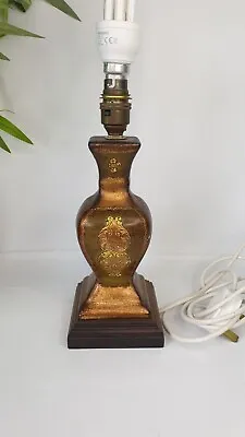 VINTAGE Table Lamp Etched Ceramic Wood Effect 28cm Kitsch Retro Lamp • $22.73