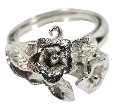 Vintage Trifari Silvertone Flower Ring Size 8 Adjustable • $34.99