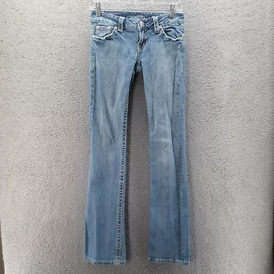 Miss Me Jeans Womens 26 Blue Denim Low Rise Jeans Boot Cut Casual Flap Pocket * • $15.87