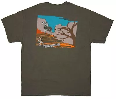 Mens NWT Browning Big Horn Sheep Buckmark T-Shirt Olive Green Size S M L XL • $18.99