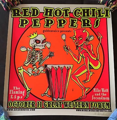 $285 • Buy Rare Michael M Motorcycle Red Hot Chili Peppers RCHP S/N Concert Poster