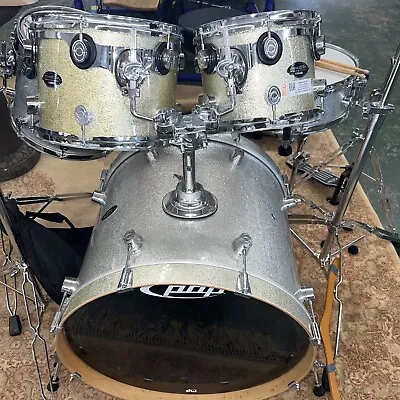 Pacific Cx Series Silver Sparkle Glitter Maple By Dw 5 Piece 3 Toms Bass Snare • $500