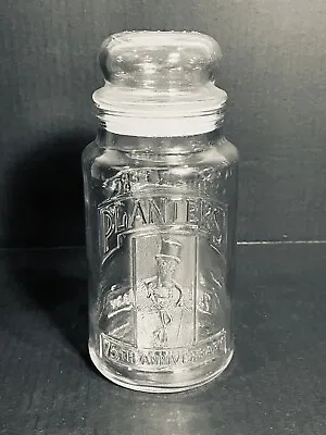 Vintage 1981 75th Anniversary Planters Mr. Peanut Glass Jar W/Lid Canister EUC • $4.99