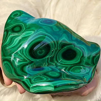 3.09LB Natural Glossy Malachite Coarse Cat's Eye Cluster Rough Mineral Sample • $5.50