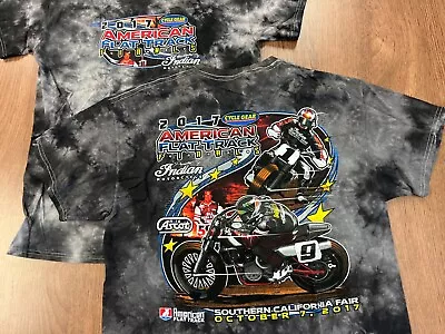 2017 American Flat Track Finals M T Shirt Deadstock Indian Motorcycle Tie Dye Bk • $15