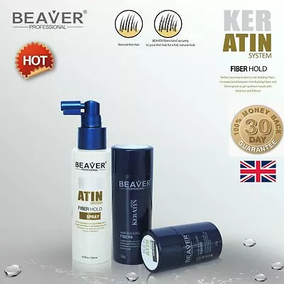 Beaver Hair Building Fibres Thickening Fibers Regain Loss Concealer Fixing Spray • £15.99