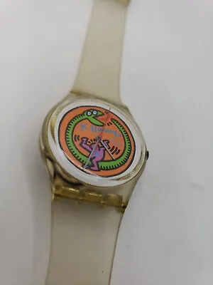 $599.95 • Buy Working Vintage 1985 Keith Haring SWATCH Serpent Watch Swiss Quartz GZ102 Clean 