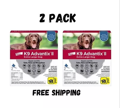 2 PACK  K9 Advantix II Flea Medicine Extra Large Dog 4 Month /55 Lbs • $73.99