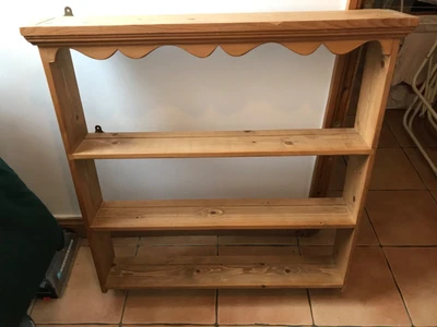 £39.99 • Buy Pine Wooden Plate Rack Display Shelf Wall Mounted 3 Tiers Large 39” X 37” Vgc