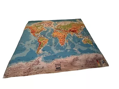 World Map Printed Tablecloth Rectangle Dining Kitchen Cover 58x101 Linen Cotton • £19.29