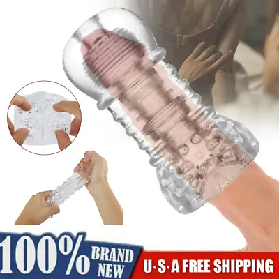 Jelly Male Masturbator Sleeve Stroker Pocket Pussy Stroker For Men Sex Toys • $10.64