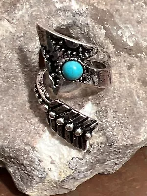 Arrow  Thumb Ring Mens Womens Western Southwest Wrap Turquoise Silver Adjustable • $21